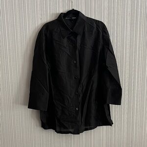 Ellen Tracy Sheer Black Button-Down Shirt